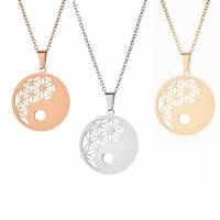 Stainless Steel Jewelry Necklace, 304 Stainless Steel, with 1.97 extender chain, Round, Vacuum Plating, Unisex, more colors for choice, 40x30mm, Length:17.72 Inch, Sold By PC