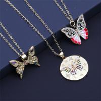 Cubic Zircon Micro Pave Brass Necklace, with 1.97 extender chain, Butterfly, gold color plated, different styles for choice & micro pave cubic zirconia & for woman & enamel, mixed colors, nickel, lead & cadmium free, Length:17.72 Inch, Sold By PC