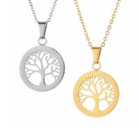 Stainless Steel Jewelry Necklace, 304 Stainless Steel, with 1.97 extender chain, Tree, Vacuum Plating, Unisex, more colors for choice, 35x25mm, Length:17.72 Inch, Sold By PC