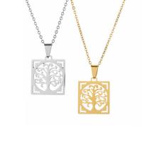 Stainless Steel Jewelry Necklace, 304 Stainless Steel, with 1.97 extender chain, Tree, Vacuum Plating, Unisex, more colors for choice, 34x22mm, Length:17.72 Inch, Sold By PC