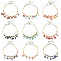 Gemstone Bracelets, with Rafi Straw & Brass, with 1.97 extender chain, silver color plated, different materials for choice & Unisex, more colors for choice, 45x35x10mm, Length:6.69 Inch, Sold By PC
