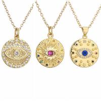 Evil Eye Jewelry Necklace, Brass, with 1.97 extender chain, gold color plated, Unisex & different styles for choice & micro pave cubic zirconia, golden, nickel, lead & cadmium free, Length:17.72 Inch, Sold By PC