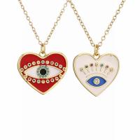 Evil Eye Jewelry Necklace, Brass, with 1.97 extender chain, gold color plated, different styles for choice & micro pave cubic zirconia & for woman & enamel, mixed colors, nickel, lead & cadmium free, Length:17.72 Inch, Sold By PC