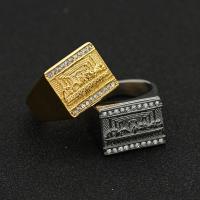 Rhinestone Stainless Steel Finger Ring 304 Stainless Steel Vacuum Ion Plating Unisex & with rhinestone 18mm Sold By PC