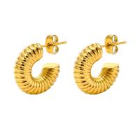 Roestvrij staal Stud Earrings, 304 roestvrij staal, mode sieraden & voor vrouw, gouden, 17.60x6mm, Verkocht door pair