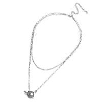 Multi Layer Necklace 304 Stainless Steel with 3.94inch extender chain Double Layer & Unisex & with rhinestone 2mm Length Approx 13.78 Inch Approx 17.72 Inch Sold By PC