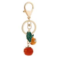 Bag Purse Charms Keyrings Keychains, Tibetan Style, Fruit, gold color plated, portable & enamel & with rhinestone, nickel, lead & cadmium free, 33x115mm, Sold By PC