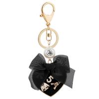 Bag Purse Charms Keyrings Keychains Zinc Alloy with Cloth & Plastic Pearl Bowknot gold color plated portable & enamel nickel lead & cadmium free Sold By PC