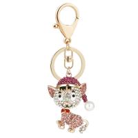 Bag Purse Charms Keyrings Keychains Zinc Alloy with Plastic Pearl Dog gold color plated portable & with rhinestone nickel lead & cadmium free Sold By PC