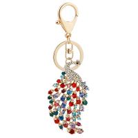 Bag Purse Charms Keyrings Keychains, Tibetan Style, Peacock, gold color plated, portable & with rhinestone, more colors for choice, nickel, lead & cadmium free, 45x135mm, Sold By PC