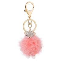 Bag Purse Charms Keyrings Keychains, Tibetan Style, with Plush, Bear, gold color plated, portable & with rhinestone, more colors for choice, nickel, lead & cadmium free, 65x130mm, Sold By PC