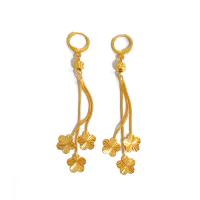 Fashion Fringe Earrings Brass Plum Blossom gold color plated fashion jewelry & for woman golden nickel lead & cadmium free Sold By Pair