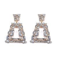 Rhinestone Earring Zinc Alloy Trapezium gold color plated fashion jewelry & Bohemian style & for woman & with rhinestone clear nickel lead & cadmium free Sold By Pair