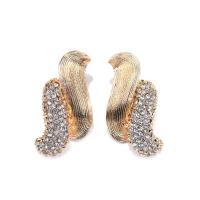 Rhinestone Earring Zinc Alloy gold color plated fashion jewelry & for woman & with rhinestone golden nickel lead & cadmium free Sold By Pair