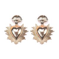 Tibetan Style Stud Earring, Heart, gold color plated, fashion jewelry & for woman, golden, nickel, lead & cadmium free, 32x40mm, Sold By Pair