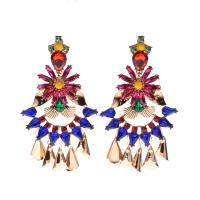 Rhinestone Earring, Tibetan Style, Flower, gold color plated, fashion jewelry & for woman & with rhinestone, more colors for choice, nickel, lead & cadmium free, 47x90mm, Sold By Pair