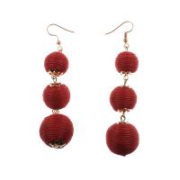 Fluffy Pom Pom Earrings Zinc Alloy with Caddice Round gold color plated fashion jewelry & for woman nickel lead & cadmium free Sold By Pair