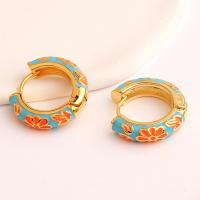 Brass Huggie Hoop Earring, real gold plated, for woman & enamel, more colors for choice, 23mm, Sold By Pair