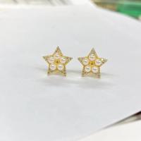 Cubic Zirconia Micro Pave Brass Earring, gold color plated, different styles for choice & micro pave cubic zirconia & for woman & with plastic pearl, gold, 27x6.50mm, Sold By Pair