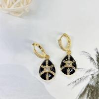 Cubic Zirconia Micro Pave Brass Earring real gold plated micro pave cubic zirconia & for woman & enamel Sold By PC