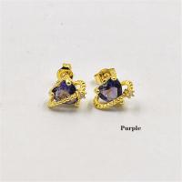 Cubic Zirconia Micro Pave Brass Earring real gold plated micro pave cubic zirconia & for woman Sold By Pair