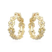 Cubic Zirconia Micro Pave Brass Earring real gold plated & micro pave cubic zirconia & for woman gold Sold By Pair