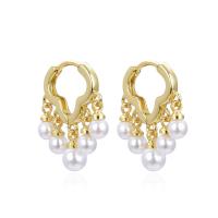 Fashion Fringe Earrings, Brass, with Plastic Pearl, plated, different styles for choice & for woman, more colors for choice, 23x15mm, Sold By Pair