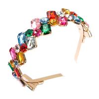 Hair Bands Brass with Rhinestone gold color plated & for woman multi-colored Sold By PC