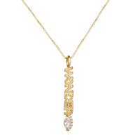 Cubic Zircon Micro Pave Brass Necklace, Alphabet Letter, gold color plated, different styles for choice & micro pave cubic zirconia & for woman, gold, 45x5mm, Length:Approx 19.68 Inch, Sold By PC