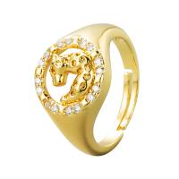 Cubique anneau en laiton Circonia Micro Pave, Placage de couleur d'or, Réglable & styles différents pour le choix & pavé de micro zircon & pour femme, Or, 20mm, Vendu par PC