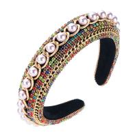 Hair Bands, Cloth, platinum plated, for woman & with plastic pearl & with rhinestone, original color, Length:37.5 cm, Sold By PC
