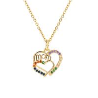 Cubic Zircon Micro Pave Brass Necklace, Heart, gold color plated, different styles for choice & micro pave cubic zirconia & for woman, gold, 20x15mm, Length:Approx 17.7 Inch, Sold By PC