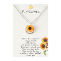 Stainless Steel Jewelry Necklace 304 Stainless Steel with Resin with 1.97inch extender chain Sunflower cross chain & for woman original color Length Approx 17.7 Inch Sold By Lot