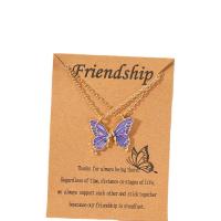 Zinc Alloy Jewelry Necklace with 1.97inch extender chain Butterfly gold color plated 2 pieces & Unisex & enamel nickel lead & cadmium free Length Approx 15.7 Inch Sold By Set