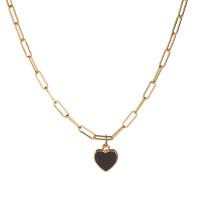Zinklegierung Schmuck Halskette, Herz, goldfarben plattiert, für Frau & Emaille, keine, frei von Nickel, Blei & Kadmium, Länge:ca. 16 ZollInch, verkauft von PC