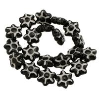 Kunstdruck Porzellan Perlen, Blume, DIY, schwarz, 16x17x7mm, 20PCs/Tasche, verkauft von Tasche