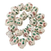 Kunstdruck Porzellan Perlen, Unregelmäßige, DIY, weiß, 15x19x13mm, 20PCs/Tasche, verkauft von Tasche