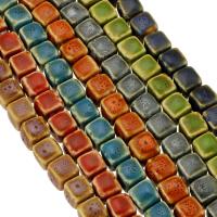 Porcelæn smykker perler, Square, du kan DIY, flere farver til valg, 11x11x11mm, Længde Ca. 14 inch, 5Strands/Lot, Solgt af Lot