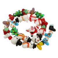 Perles murano de Noël, chalumeau, envoyé au hasard & Conception de Noël & DIY & mélangé, multicolore, Longueur Environ 16 pouce, 5Strandstoron/lot, Vendu par lot