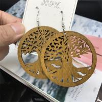 Wood Earring with Zinc Alloy fashion jewelry & for woman brown Sold By Pair