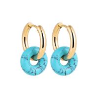 Gemstone Earrings, Aço inoxidável 304, with Pedra natural, joias de moda & para mulher, Mais cores pare escolha, 25x15mm, vendido por par