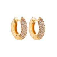 Brass Huggie Hoop Earring gold color plated fashion jewelry & for woman & with rhinestone nickel lead & cadmium free Sold By Pair