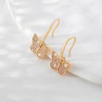 Cubic Zirconia Micro Pave Brass Earring Butterfly rose gold color plated fashion jewelry & micro pave cubic zirconia & for woman nickel lead & cadmium free Sold By Pair