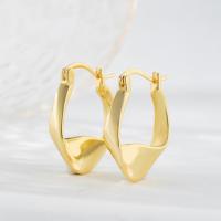 Laiton Leverback boucle d'oreille, Placage de couleur d'or, bijoux de mode & pour femme, protéger l'environnement, sans nickel, plomb et cadmium, 22x17mm, Vendu par paire
