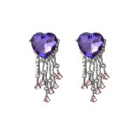 Fashion Fringe Earrings Zinc Alloy fashion jewelry & for woman & with rhinestone nickel lead & cadmium free Sold By Pair