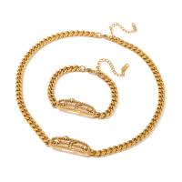 Stainless Steel smycken Ställer, 304 rostfritt stål, mode smycken & olika stilar för val & för kvinna, gyllene, Säljs av PC