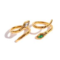 Stal nierdzewna Rhinestone Ring Finger, Stal nierdzewna 304, Wąż, biżuteria moda & dla kobiety & z kamieniem, złoty, 22x21mm, sprzedane przez PC