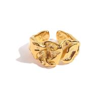 Anel de dedo de aço inoxidável, Aço inoxidável 304, joias de moda & para mulher, dourado, 22x21mm, vendido por PC