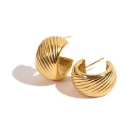 Boucle d'oreille de gaujon en acier inoxydable, Acier inoxydable 304, bijoux de mode & pour femme, doré, 19x12mm, Vendu par paire