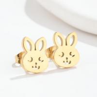 Stainless Steel Stud Earrings, 304 Stainless Steel, Rabbit, Vacuum Ion Plating, fashion jewelry & for woman, more colors for choice, 9x11mm, Sold By Pair
